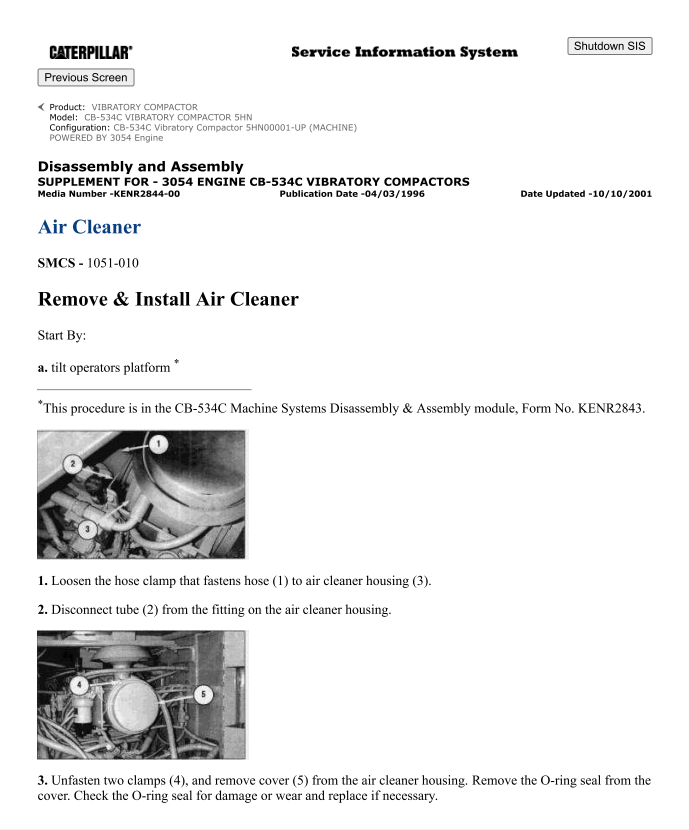 Caterpillar Cat CB-534C Vibratory Compactor Service and Repair Manual PDF | S/N FGH