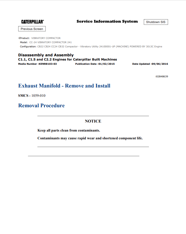 Caterpillar Cat CC-24 Vibratory Compactor Service and Repair Manual PDF | S/N 241