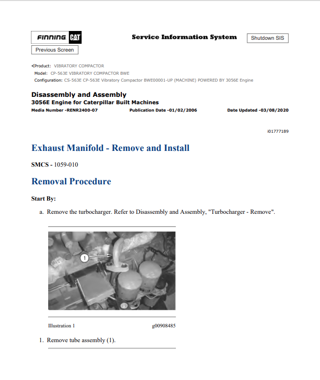 Caterpillar Cat CP-563E Vibratory Compactor Service and Repair Manual PDF | S/N BWE
