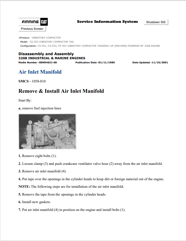 Caterpillar Cat CS-553 Vibratory Compactor Service and Repair Manual PDF | S/N 7AD