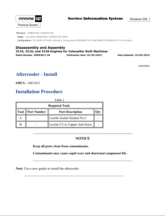 Caterpillar Cat CS-563D Vibratory Compactor Service and Repair Manual PDF | S/N 9MW