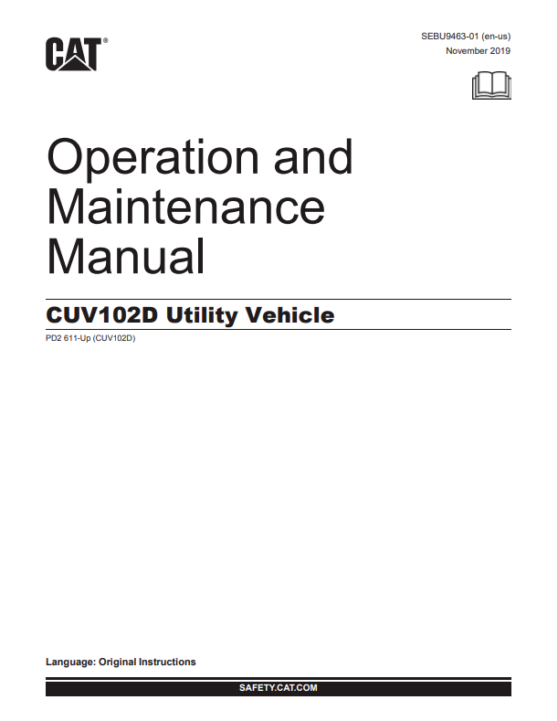 Caterpillar Cat CUV102D Utility Vehicle Operation and Maintenance Manual PDF | S/N PD2