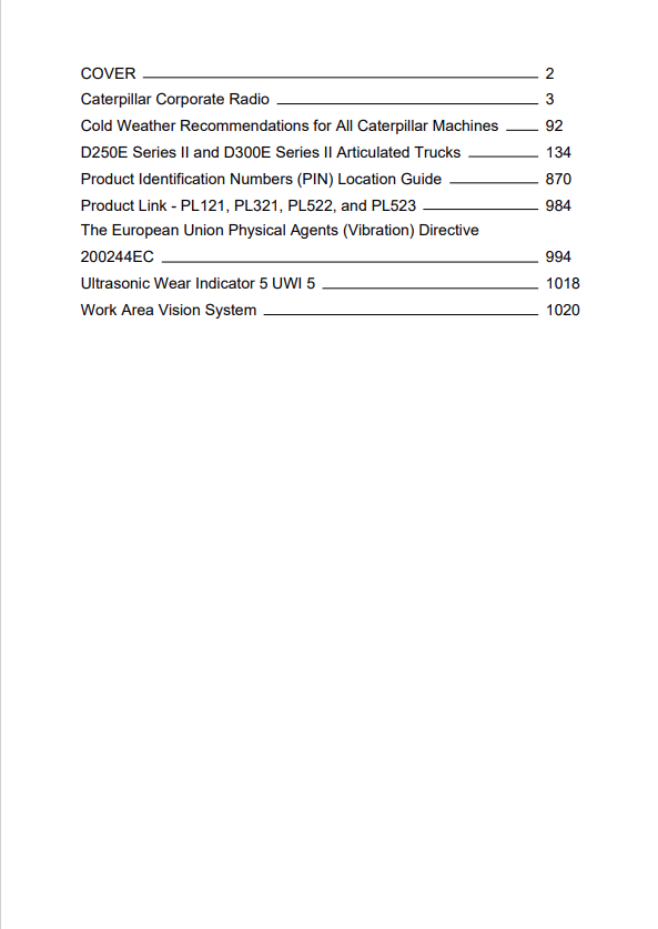 Caterpillar Cat D250E II Articulated Truck Operation and Maintenance Manual PDF | S/N 4PS