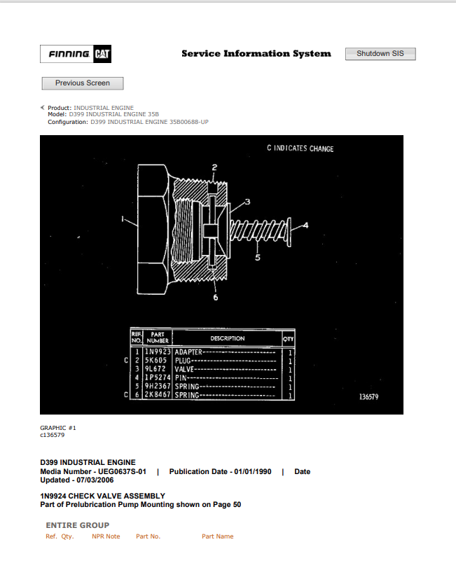 Caterpillar Cat D399 Industrial Engine Parts Catalogue Manual PDF | S/N 35B