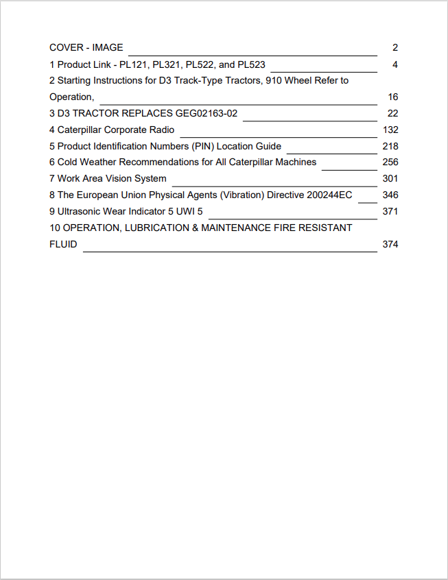 Caterpillar Cat D3 Track-type Tractor Operation and Maintenance Manual PDF | S/N 79U