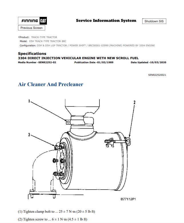 Caterpillar Cat D5H Track-type Tractor Service and Repair Manual PDF | S/N 8RC