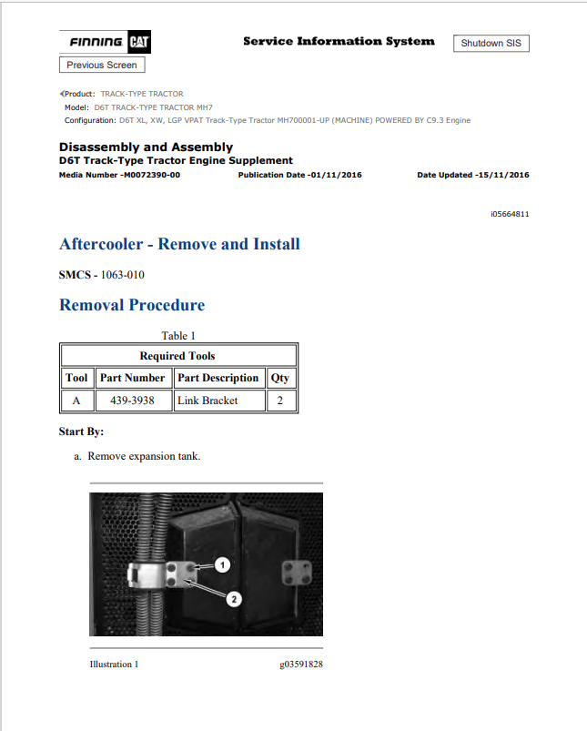 Caterpillar Cat D6T Track-type Tractor Service and Repair Manual PDF | S/N MH7