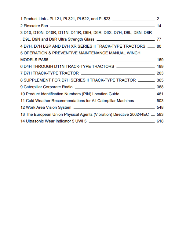 Caterpillar Cat D7H Track-type Tractor Operation and Maintenance Manual PDF | S/N 79Z