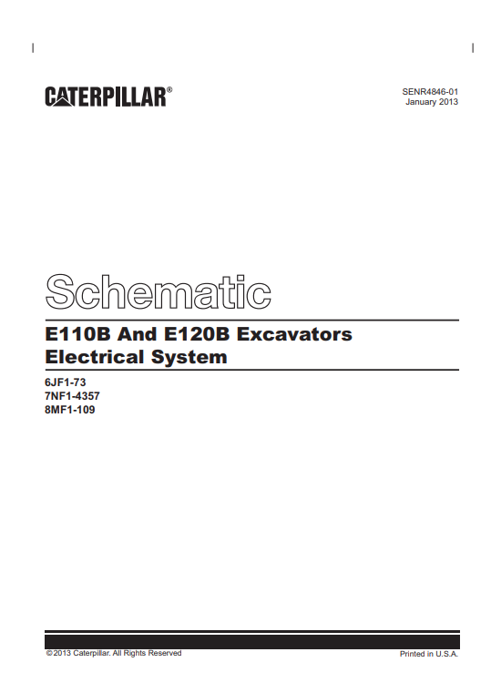 Caterpillar Cat E110B Excavator Electrical and Hydraulic Schematic Manual PDF | S/N 8MF