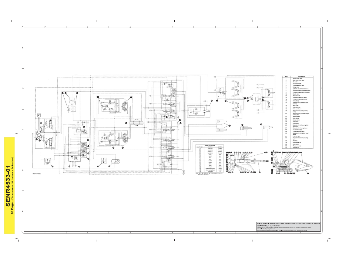 Caterpillar Cat E200B And EL200B Excavator Hydraulic System Schematic Manual PDF | S/N 5EG