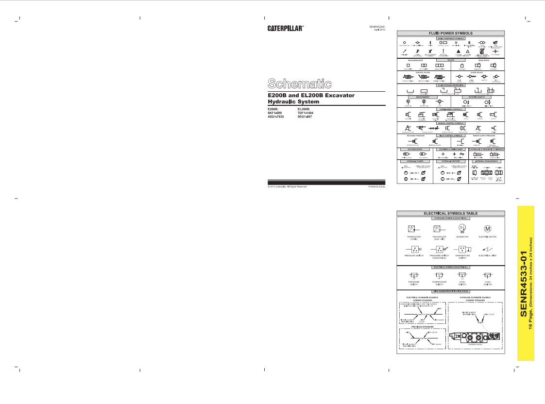 Caterpillar Cat E200B And EL200B Excavator Hydraulic System Schematic Manual PDF | S/N 7DF