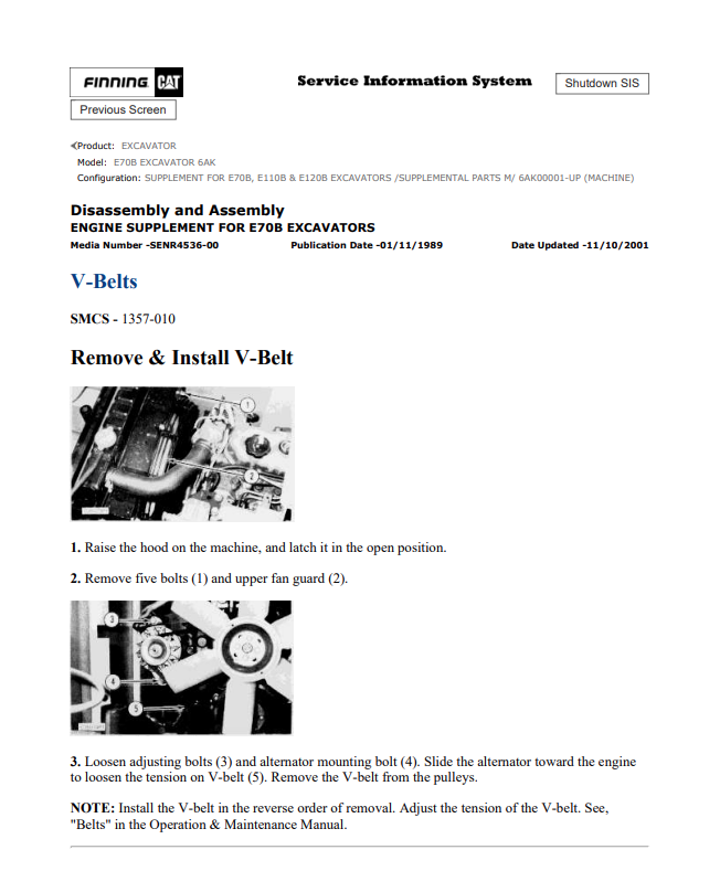 Caterpillar Cat E70B Excavator Service and Repair Manual PDF | S/N 6AK