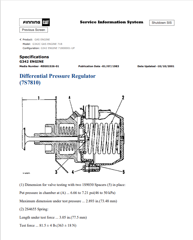 Caterpillar Cat G342C Gas Engine Service and Repair Manual PDF | S/N 71B
