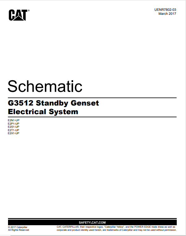 Caterpillar Cat G3512 Generator Set Schematic Manual PDF | S/N E2S
