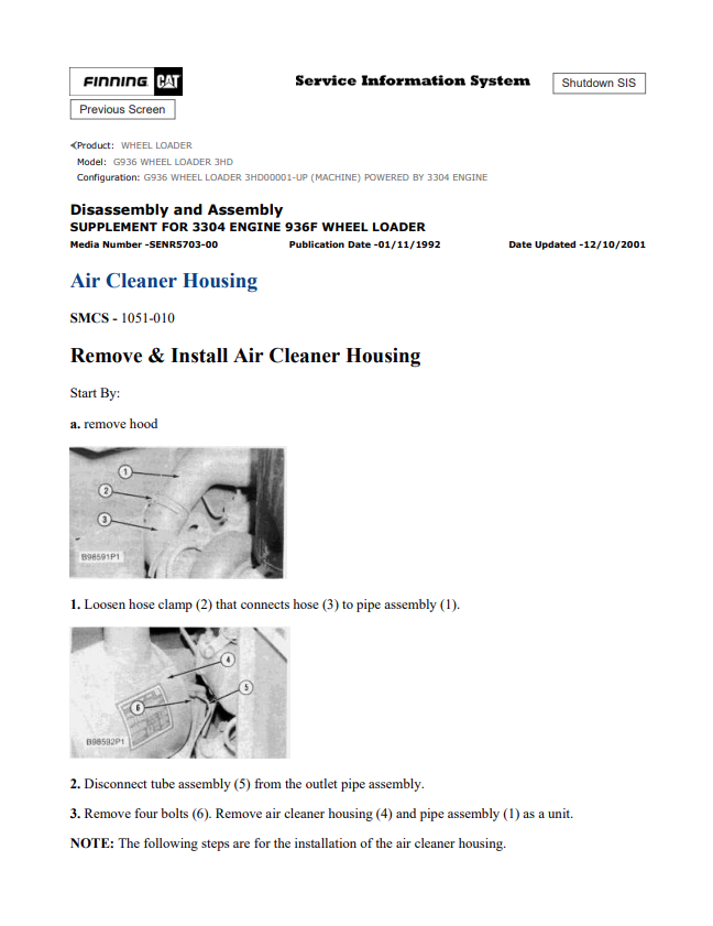 Caterpillar Cat G936 Wheel Loader Service and Repair Manual PDF | S/N 3HD