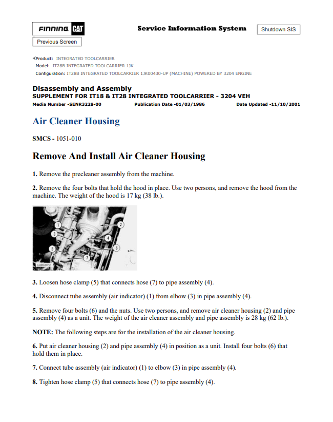 Caterpillar Cat IT28B Integrated Toolcarrier Service and Repair Manual PDF | S/N 1JK