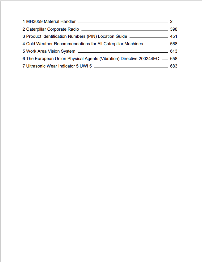 Caterpillar Cat MH3059 Material Handler Operation and Maintenance Manual PDF | S/N RBR
