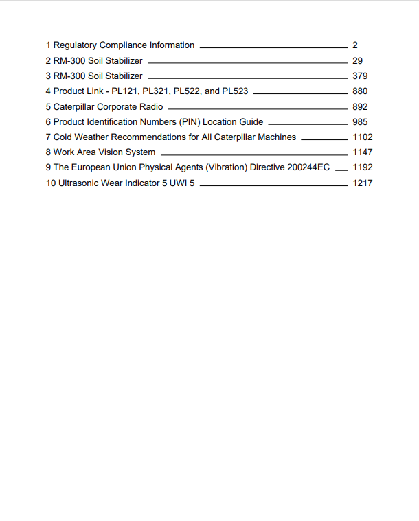Caterpillar Cat RM-300 Reclaimer Mixer Operation and Maintenance Manual PDF | S/N BWR