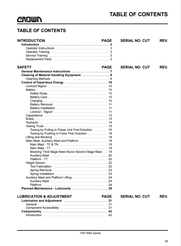 Crown Forklift TSP6000 Turrent Service Repair Manual- PDF File Download