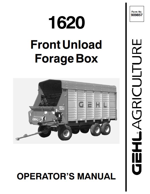 GEHL 1620 FRONT UNLOAD FORAGE BOX OPERATOR MANUAL 909857- PDF
