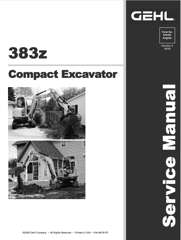 GEHL 383Z COMPACT EXCAVATOR SERVICE MANUAL 918197 - PDF