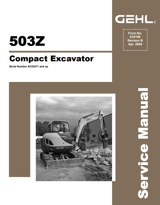 GEHL 503Z COMPACT EXCAVATOR SERVICE MANUAL 918159 - PDF
