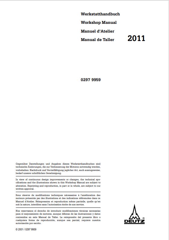 GEHL DEUTZ 2011 ENGINE WORKSHOP MANUAL 917118 - PDF