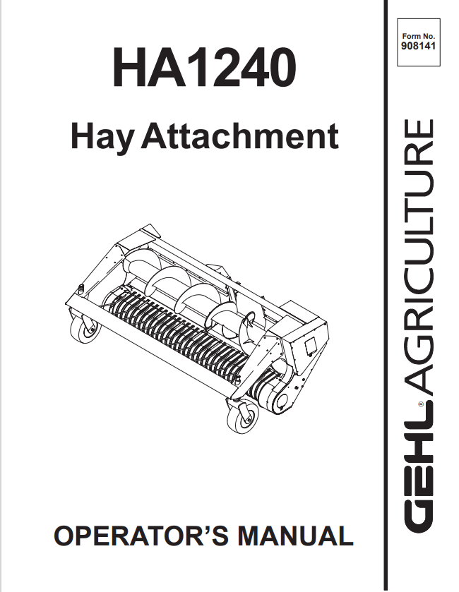 GEHL HA1240 HAY ATTACHMENT OPERATOR MANUAL 908141- PDF