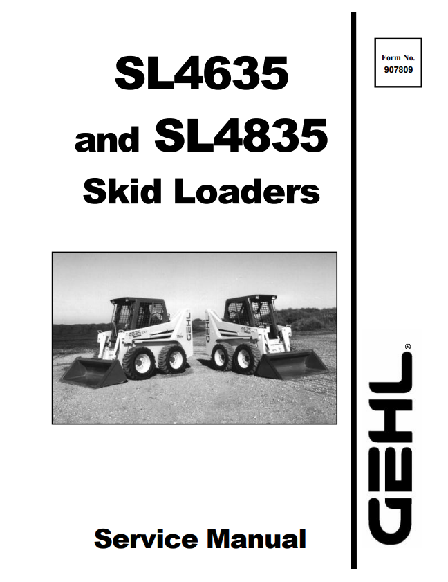 GEHL SL4635, SL4835 SKID LOADER SERVICE MANUAL 907809 - PDF