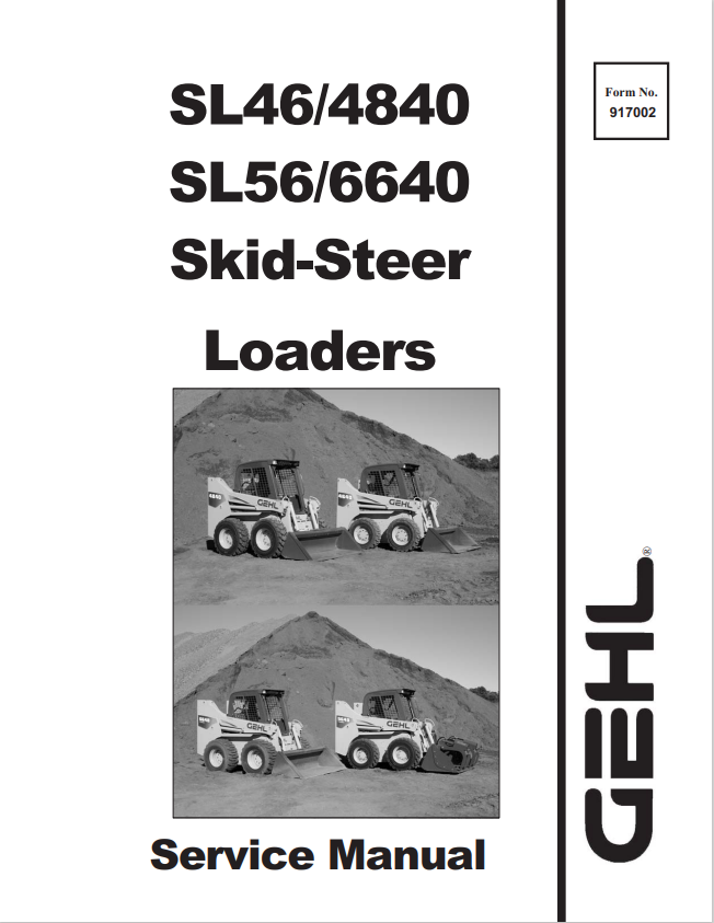 GEHL SL46/4840, SL56/6640 SKID STEER LOADER SERVICE MANUAL 917002 - PDF