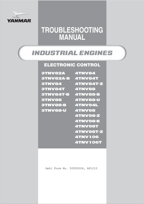 GEHL TNV 3TNV82A, 3TNV82A-B, 3TNV84, 3TNV84T, 3TNV84T-B, 3TNV88, 3TNV88-B, 3TNV88-U ENGINE TROUBLESHOOTING MANUAL 50950138 - PDF
