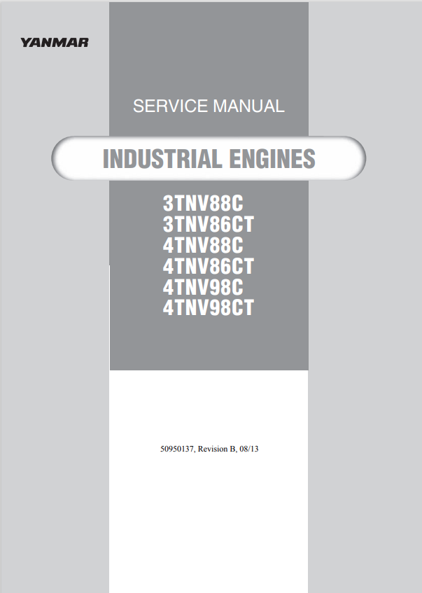 GEHL YANMAR 3TNV88C, 3TNV86CT, 4TNV88C, 4TNV86CT, 4TNV98C, 4TNV98CT ENGINE SERVICE MANUAL 50950137 - PDF