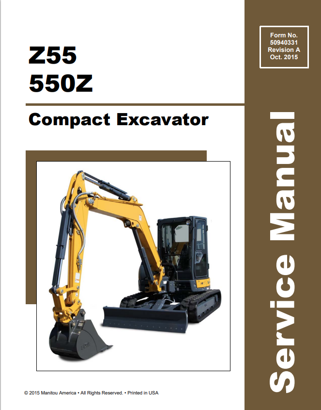 GEHL Z55, 550Z COMPACT EXCAVATOR SERVICE MANUAL 50940331 - PDF