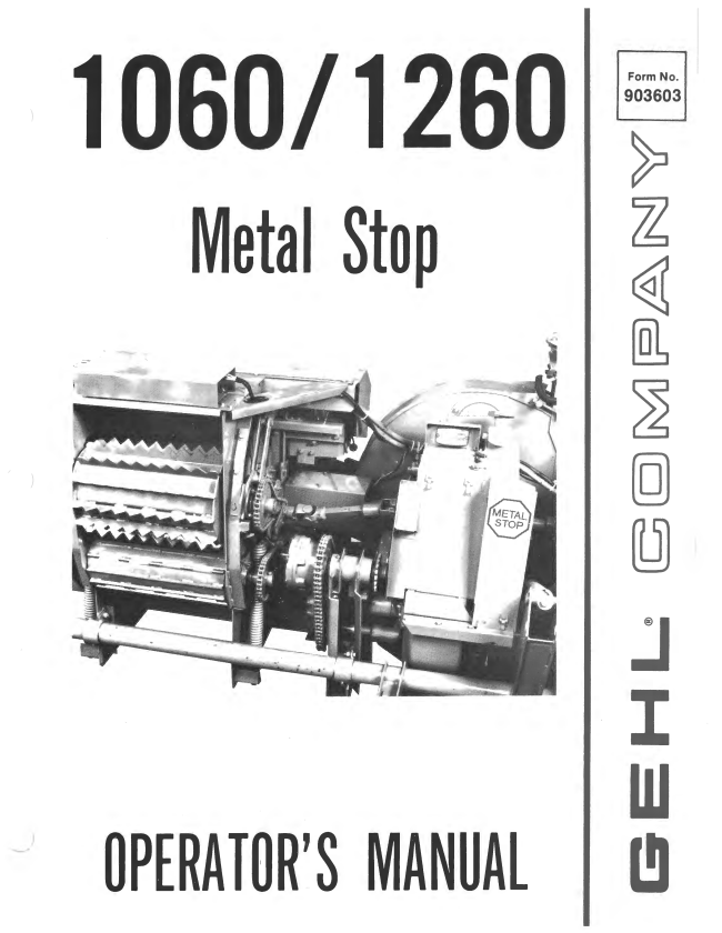 GHEL 1060, 1260 METAL STOP OPERATOR MANUAL 903603 - PDF