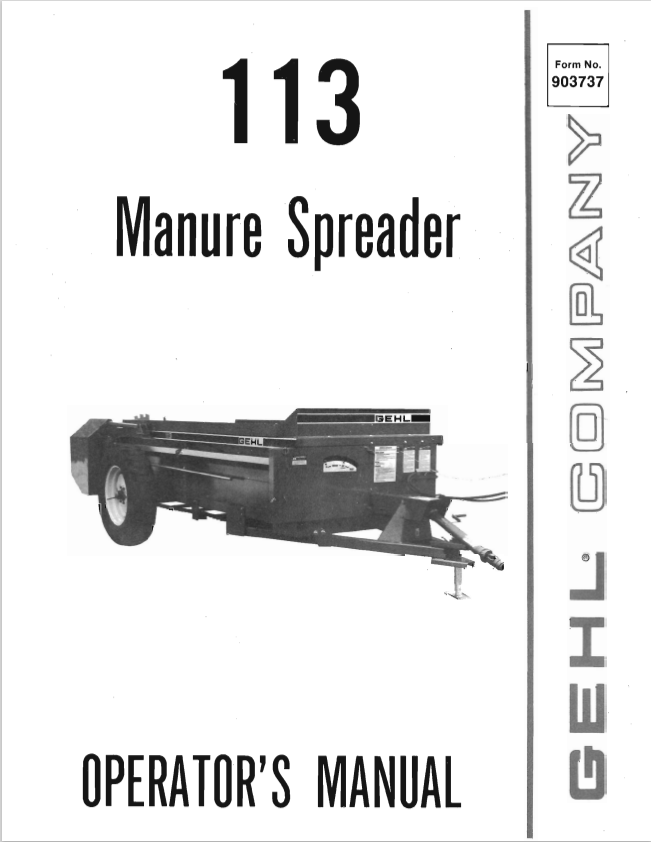GHEL 113 MANURE SPREADER OPERATOR MANUAL 903737 - PDF
