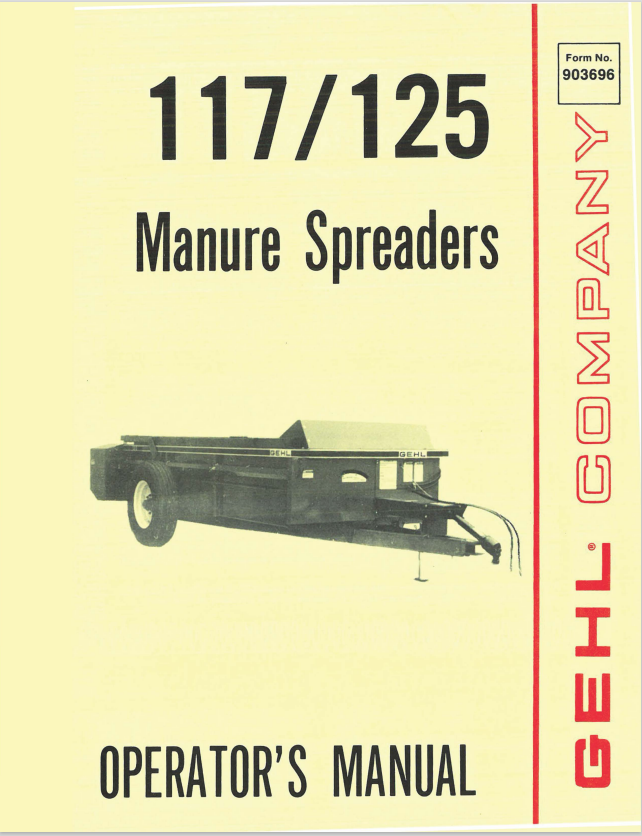 GHEL 117, 125 MANURE SPREADER OPERATOR MANUAL 903696 - PDF