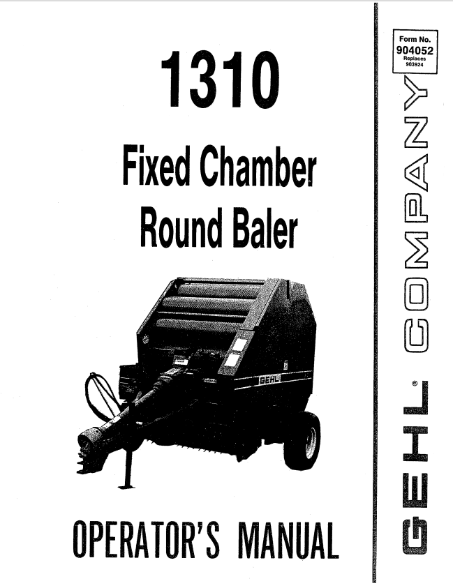 GHEL 1310 FIXED CHAMBER ROUND BALER OPERATOR MANUAL 904052 - PDF
