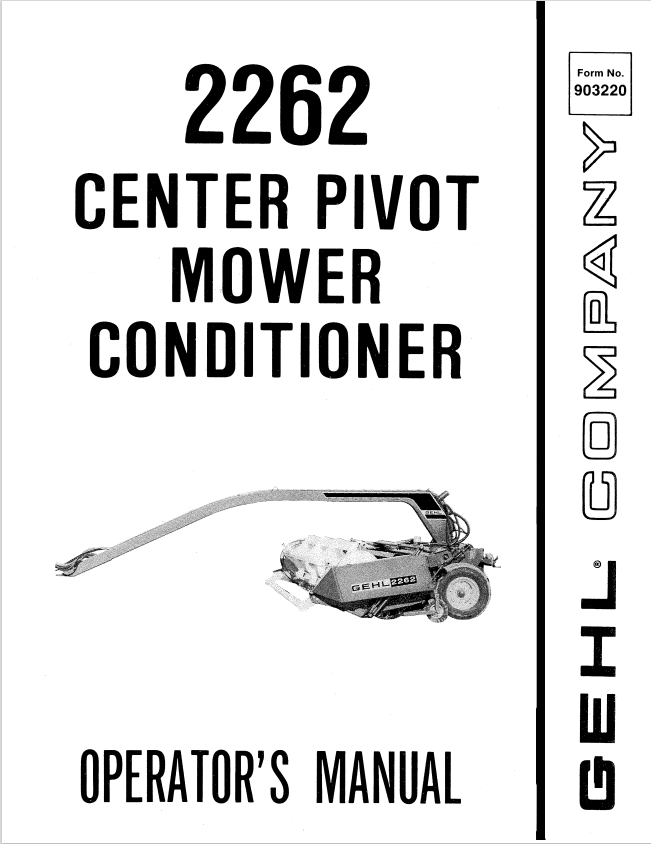 GHEL 2262 CENTER PIVOT MOWER CONDITIONER OPERATOR MANUAL 903220 - PDF