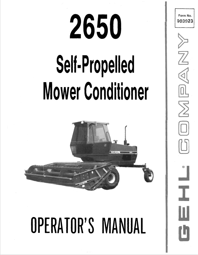 GHEL 2650 SELF-PROPELLED MOWER CONDITIONER OPERATOR MANUAL 903923 - PDF