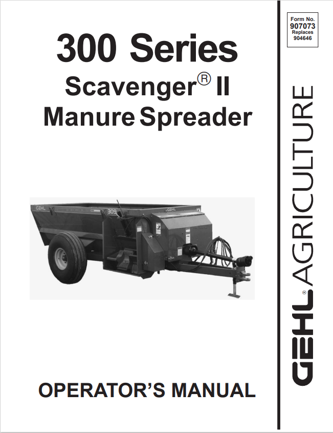 GHEL 300 SERIES SCAVENGER II MANURE SPREADER OPERATOR MANUAL 907073- PDF