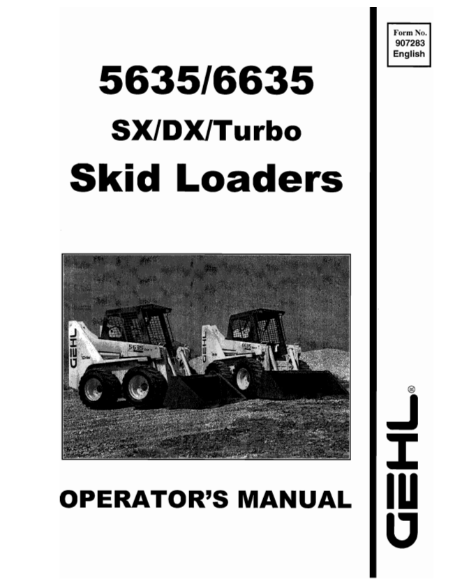 GHEL 5635, 6635 SX, DX, TURBO SKID LOADER OPERATOR MANUAL 907283 - PDF