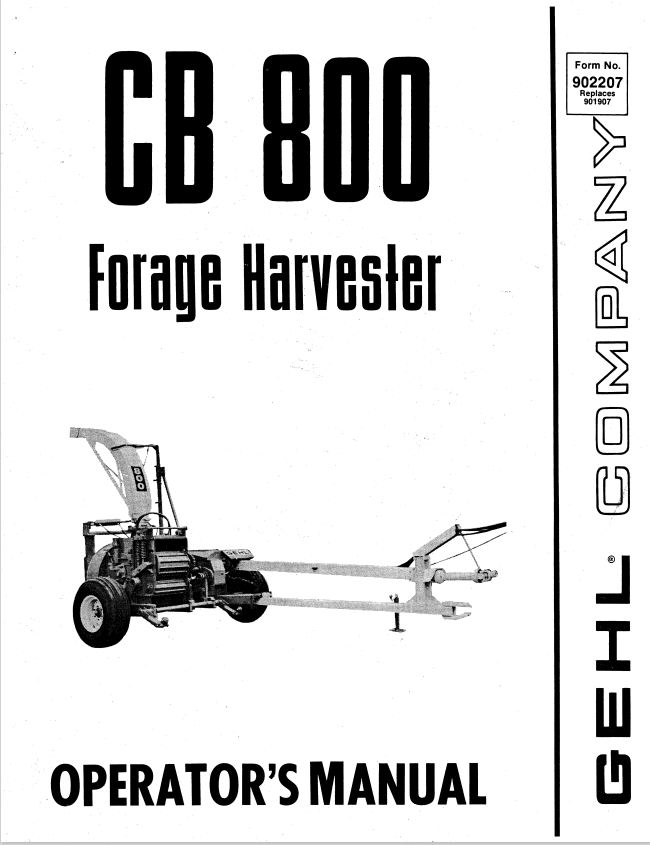 GHEL CB 800 FORAGE HARVESTER OPERATOR MANUAL 902207 - PDF