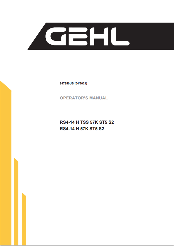 GHEL RS4-14 H TSS 57K ST5 S2, RS4-14 H 57K ST5 S2 OPERATOR MANUAL 647850US - PDF