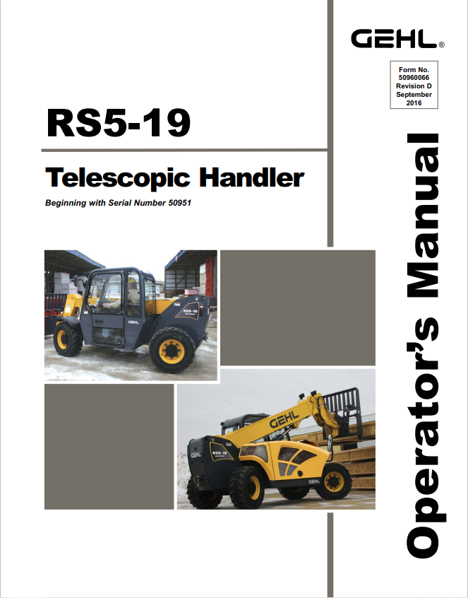 GHEL RS5-19 TELESCOPIC HANDLER OPERATOR MANUAL 50960066 - PDF