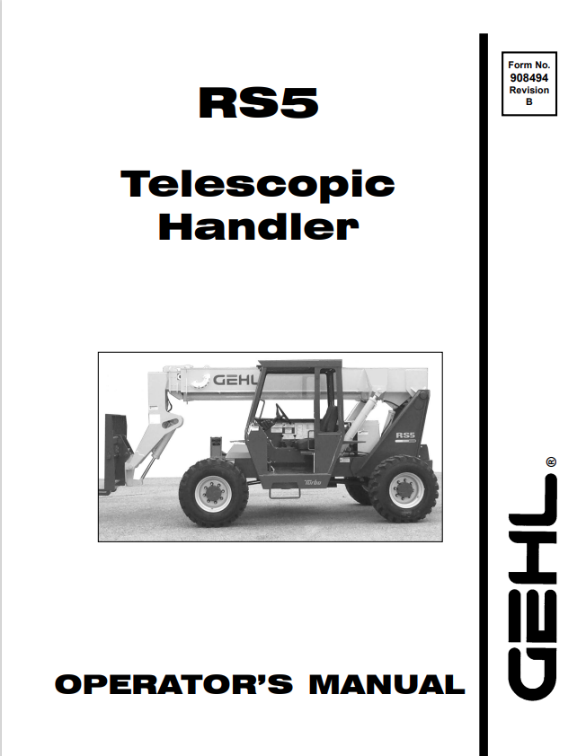 GHEL RS5 TELESCOPIC HANDLER OPERATOR MANUAL 908494 - PDF