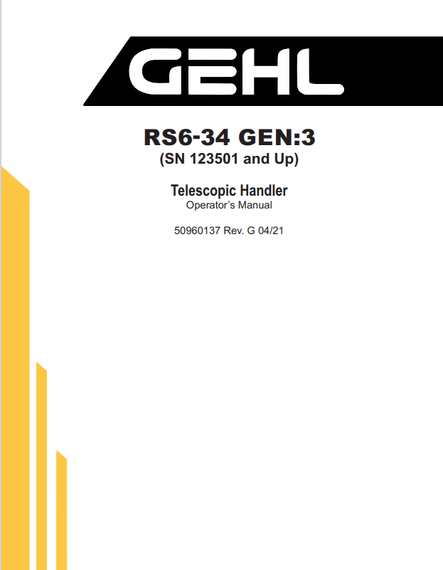 GHEL RS6-34 GEN:3 TELESCOPIC HANDLER OPERATOR MANUAL 50960137 - PDF