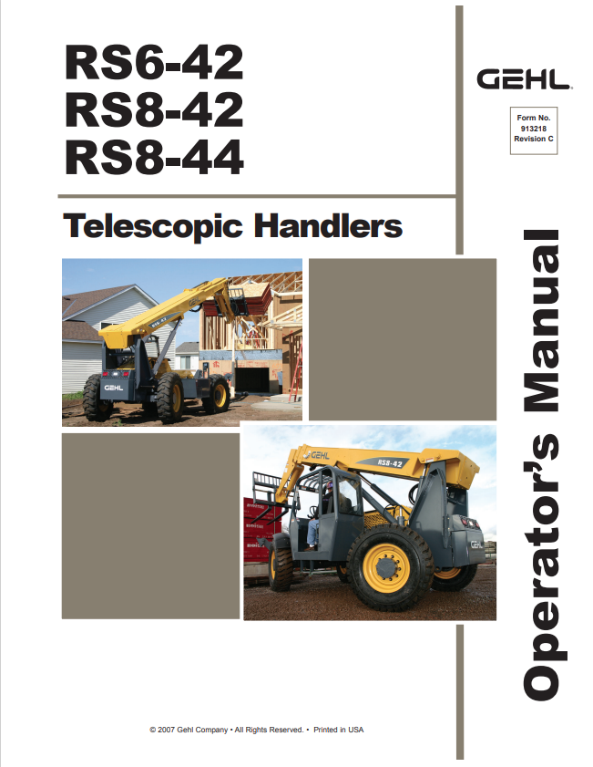 GHEL RS6-42, RS8-42, RS8-44 TELESCOPIC HANDLER OPERATOR MANUAL 913218 - PDF