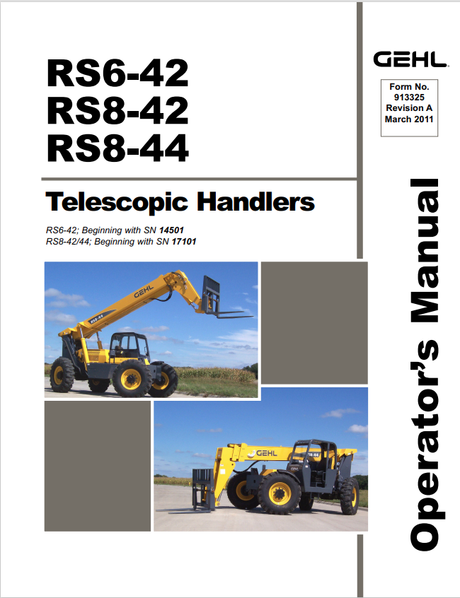 GHEL RS6-42, RS8-42, RS8-44 TELESCOPIC HANDLER OPERATOR MANUAL 913325 - PDF
