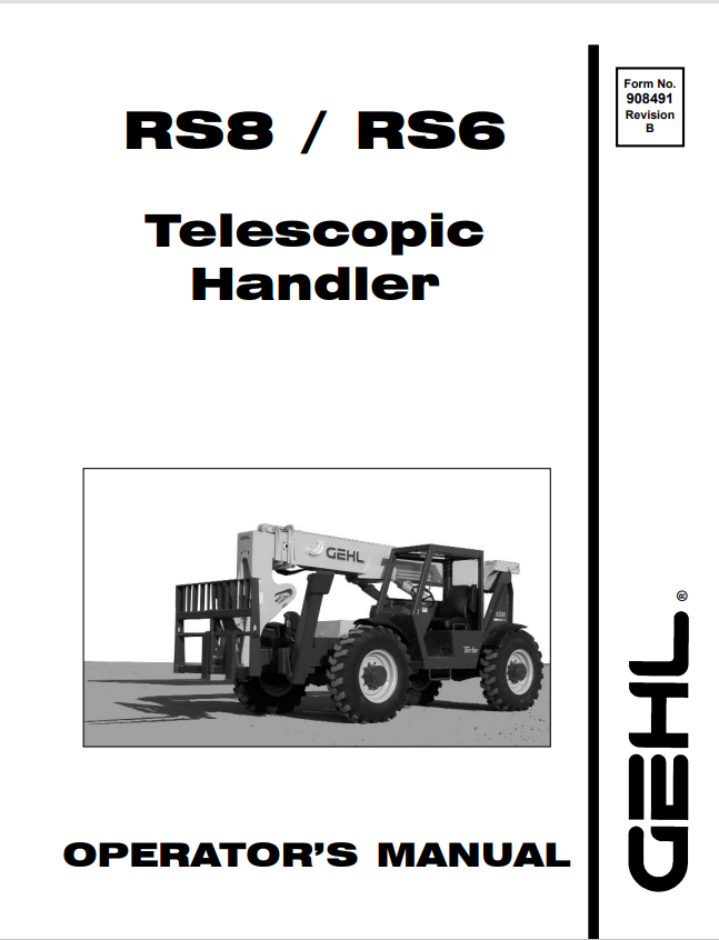 GHEL RS8, RS6 TELESCOPIC HANDLER OPERATOR MANUAL 908491 - PDF
