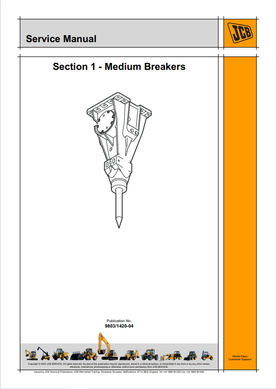 JCB HM Range Medium Breakers Service Manual 9803/1420_04 PDF